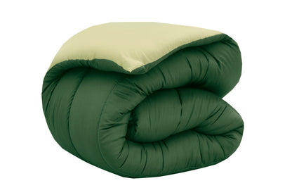 1 PC Double Winter Razai-Olive Over Sage Green Comforters Apricot