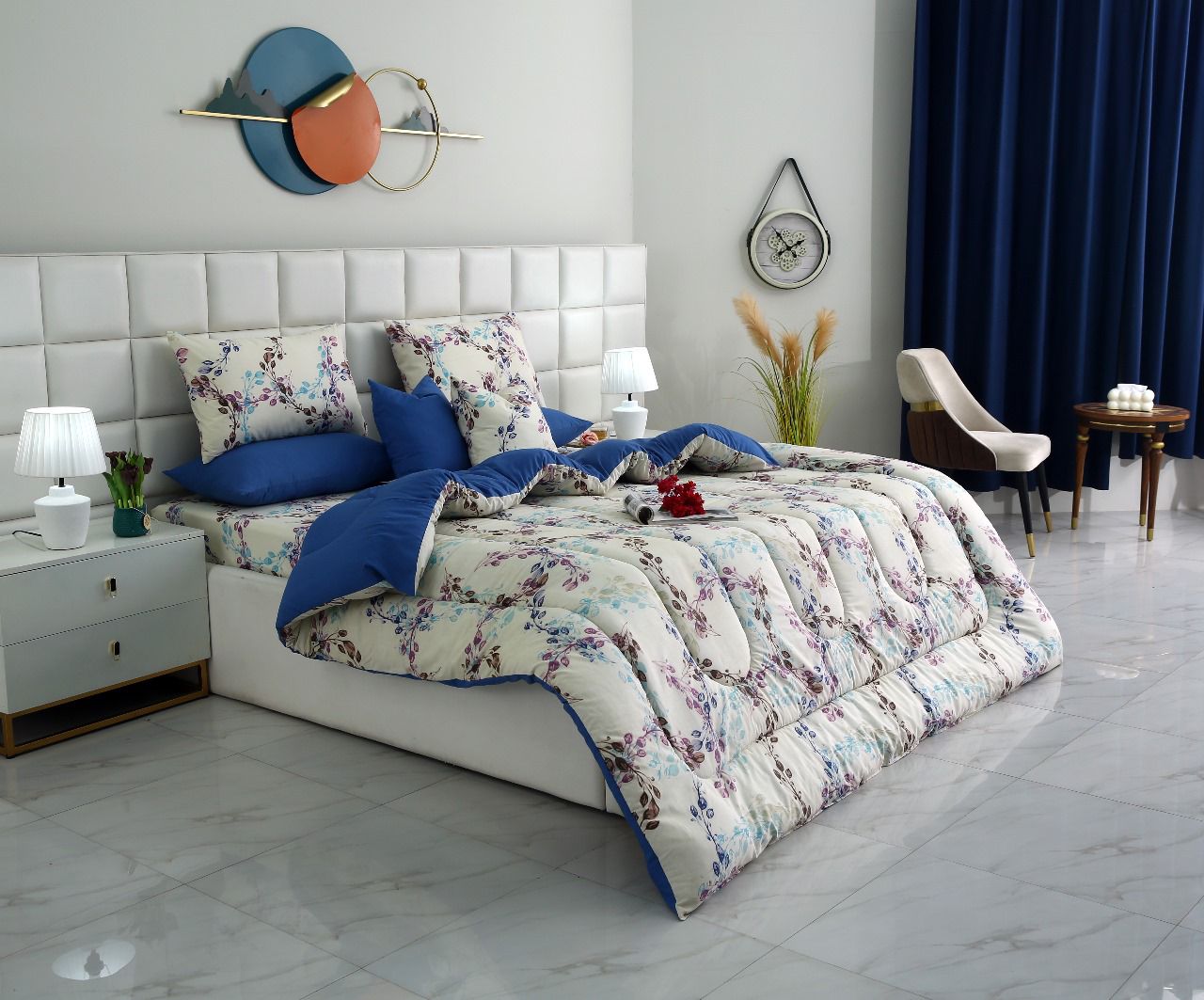 8 PCs Winter Razai Set-Meihua Comforters Apricot