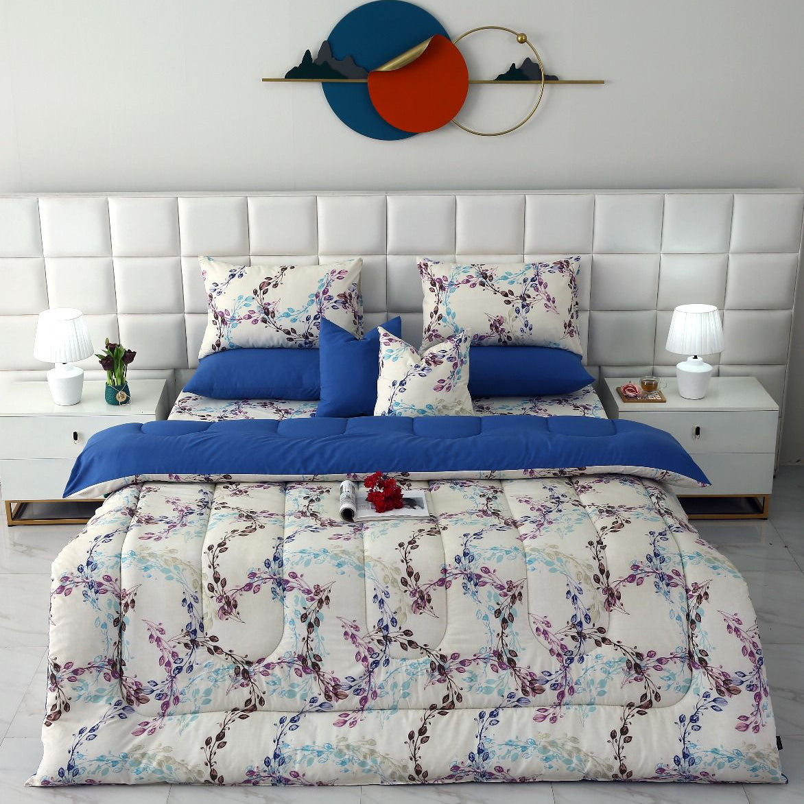 8 PCs Winter Razai Set-Meihua Comforters Apricot