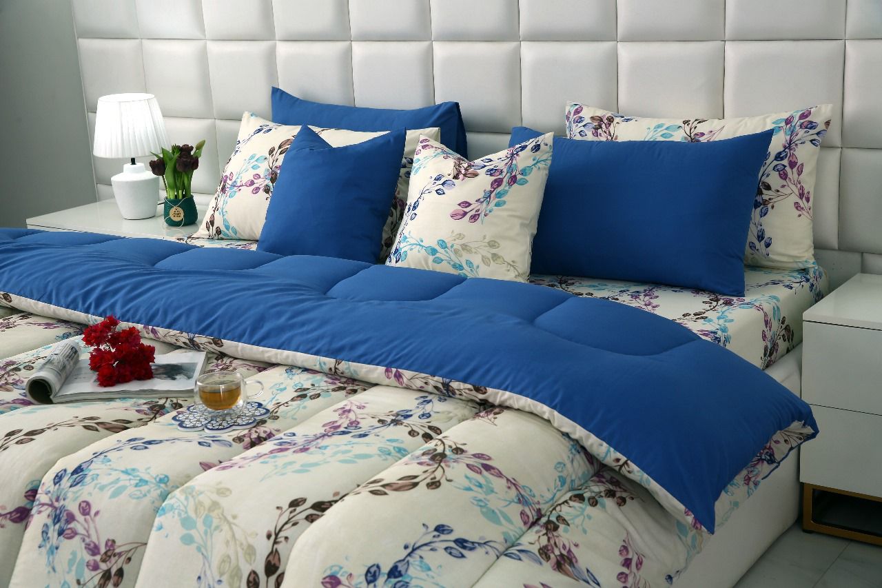 8 PCs Winter Razai Set-Meihua Comforters Apricot