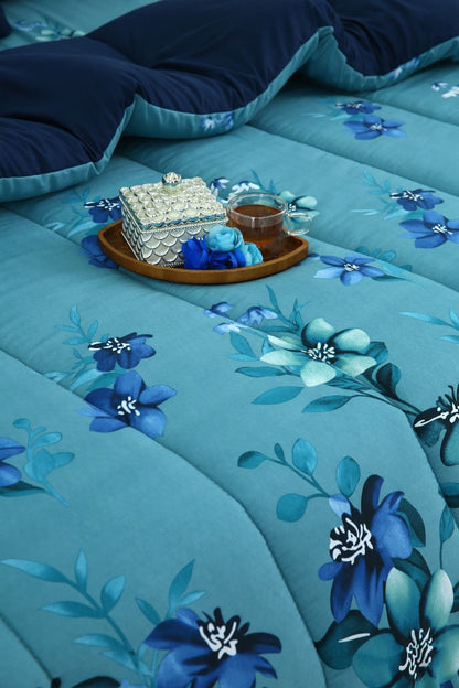 5 PCs Single Razai Set-Azure Bloom Comforters Apricot