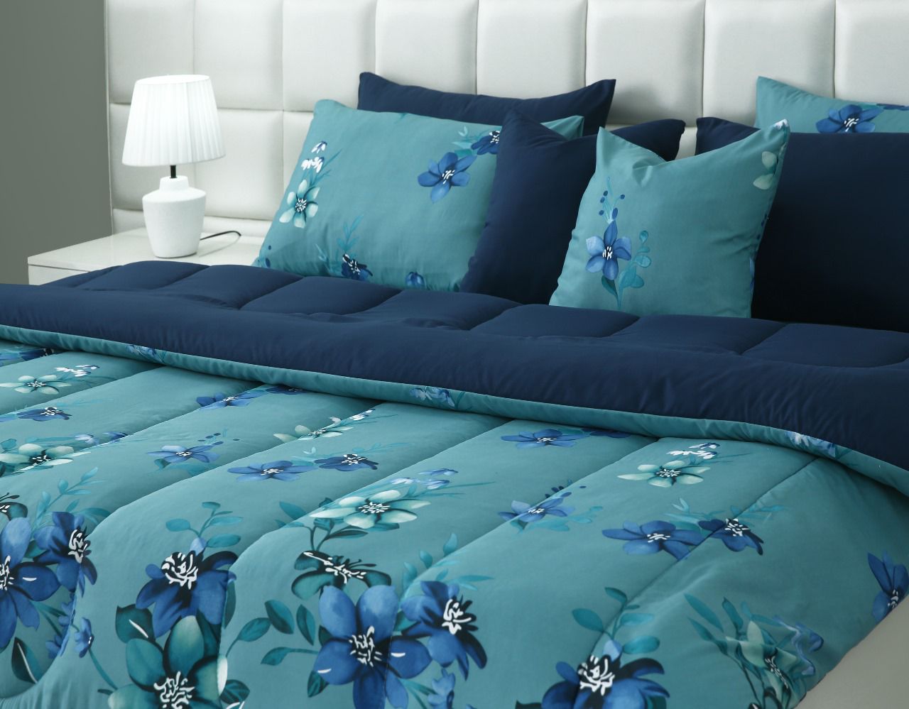 5 PCs Single Razai Set-Azure Bloom Comforters Apricot