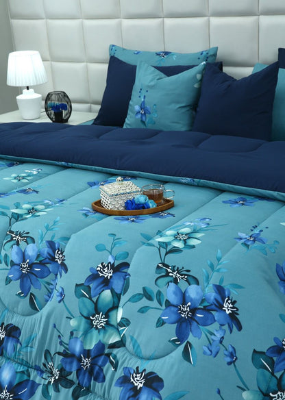 5 PCs Single Razai Set-Azure Bloom Comforters Apricot