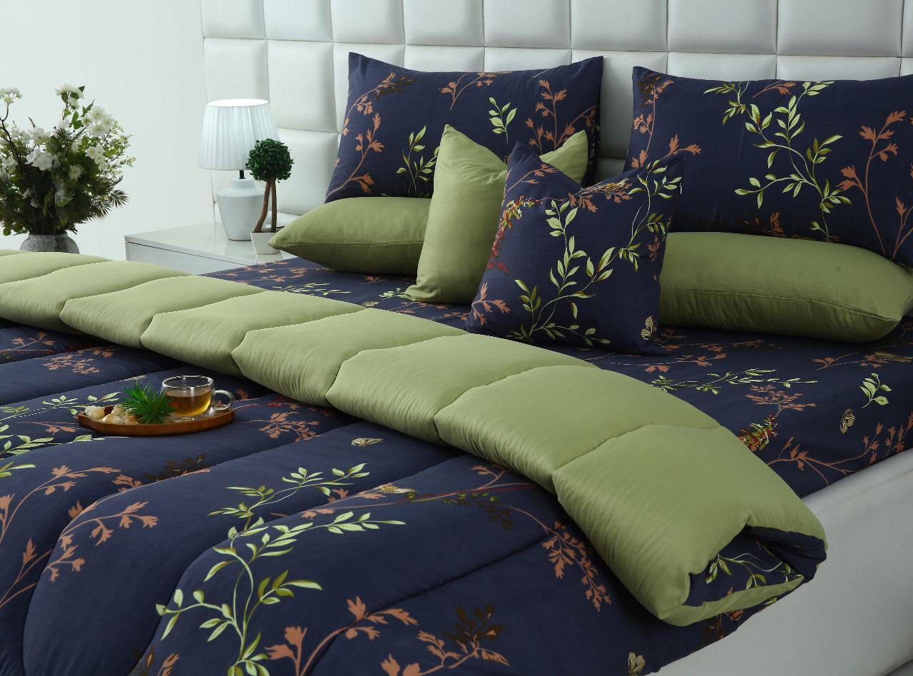 5 PCs Single Razai Set-Retro Leaf Comforters Apricot