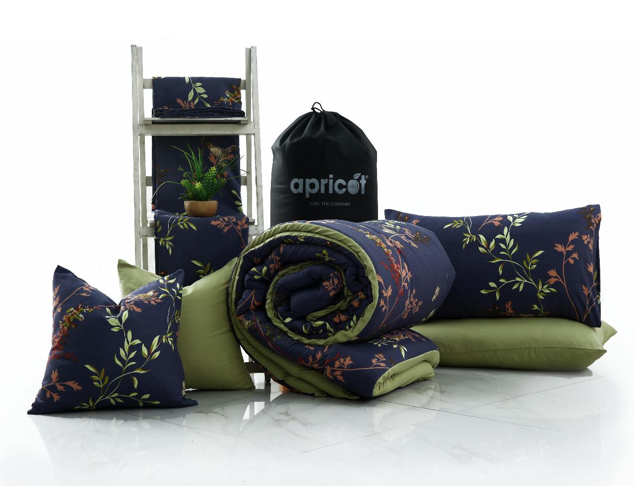 5 PCs Single Razai Set-Retro Leaf Comforters Apricot