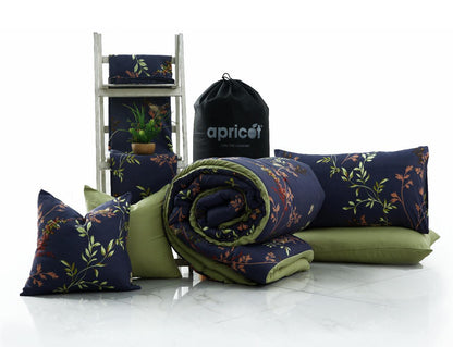 5 PCs Single Razai Set-Retro Leaf Comforters Apricot