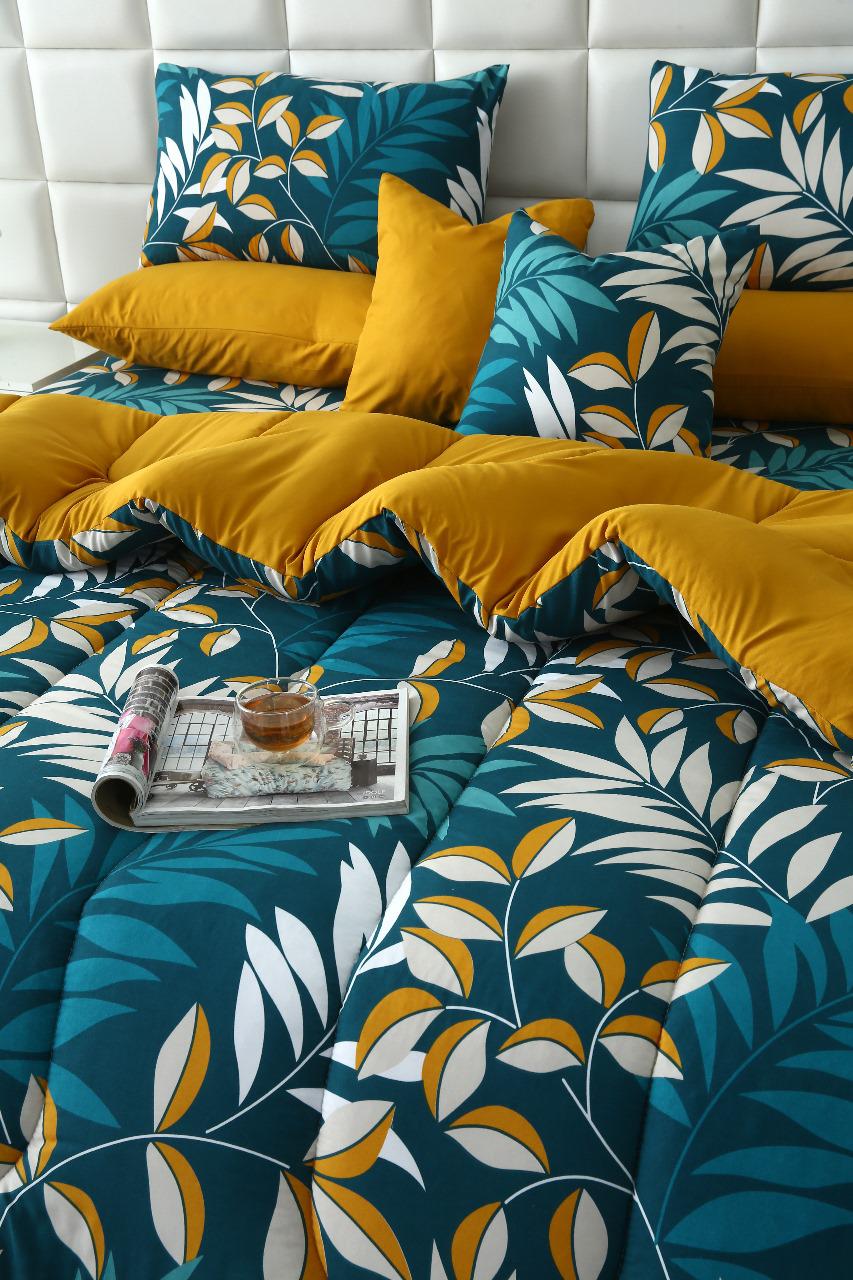 8 PCs Winter Razai Set-Tropicals Comforters Apricot