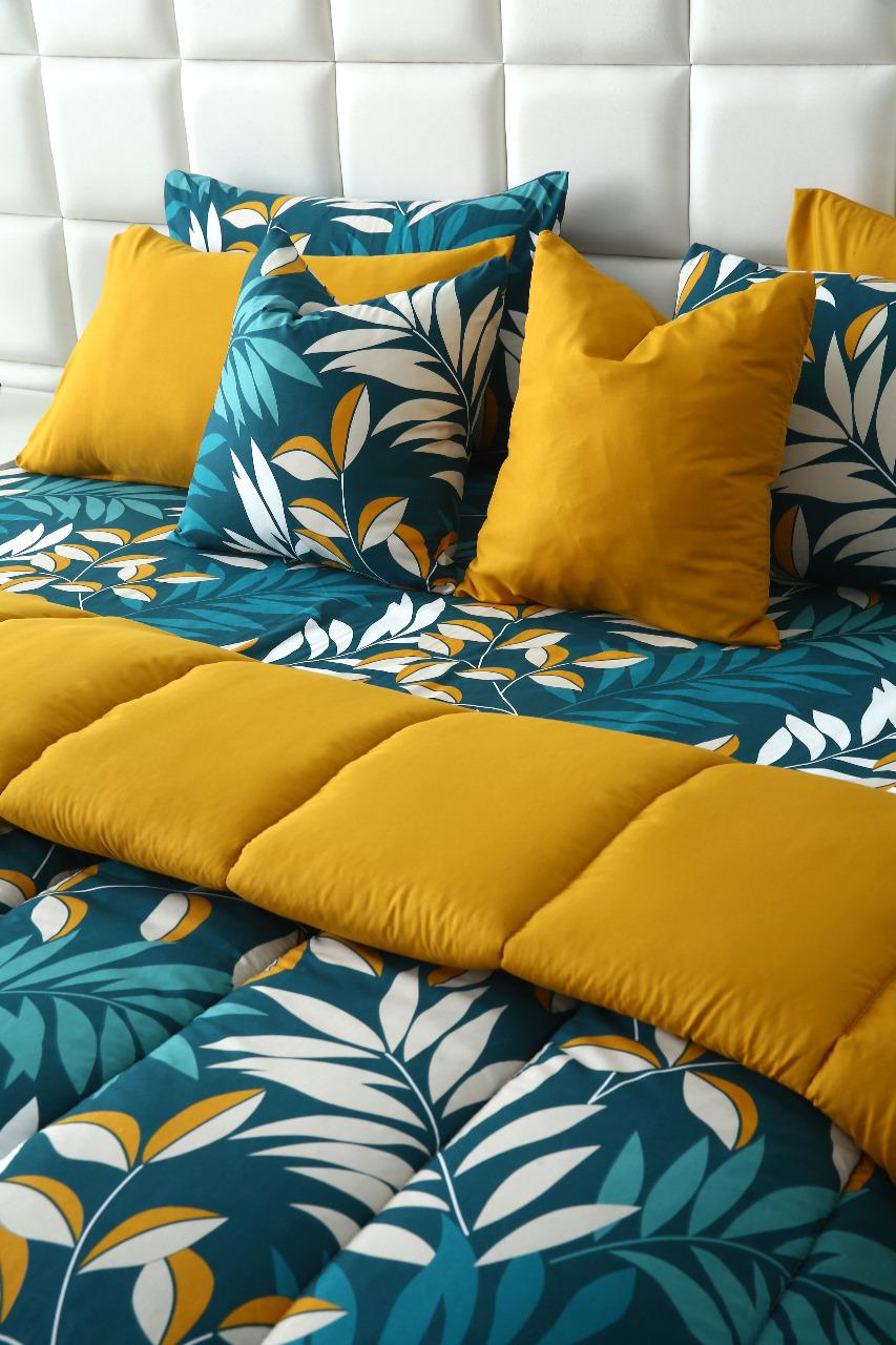 8 PCs Winter Razai Set-Tropicals Comforters Apricot