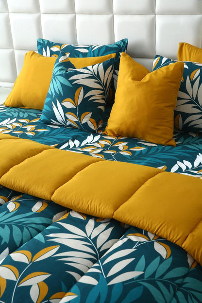 8 PCs Winter Razai Set-Tropicals Comforters Apricot