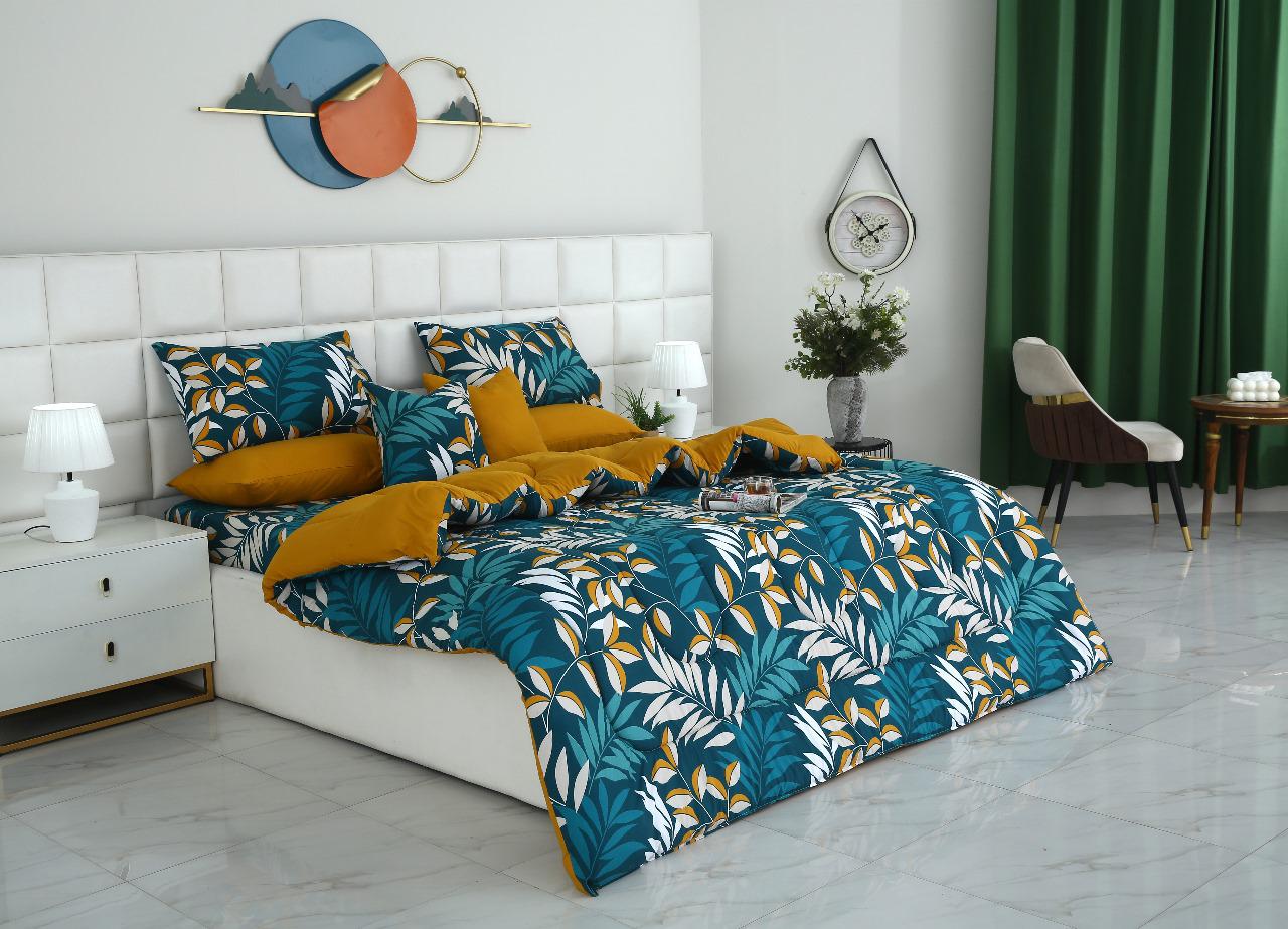 8 PCs Winter Razai Set-Tropicals Comforters Apricot