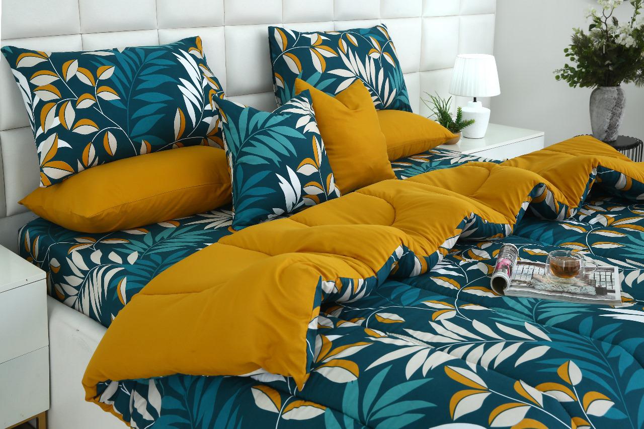 8 PCs Winter Razai Set-Tropicals Comforters Apricot
