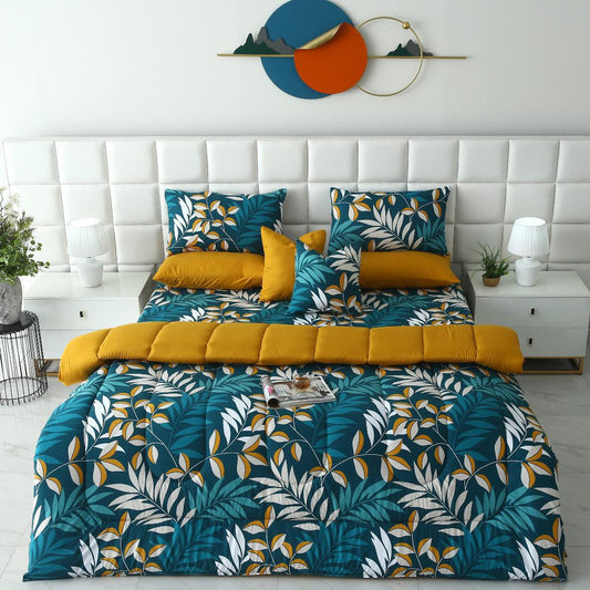 8 PCs Winter Razai Set-Tropicals Comforters Apricot