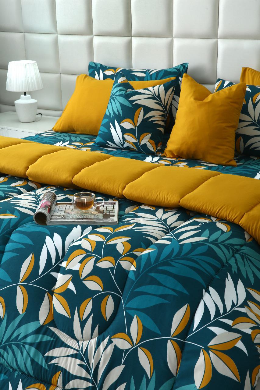 8 PCs Winter Razai Set-Tropicals Comforters Apricot