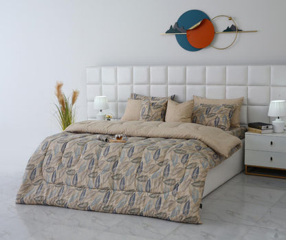 8 PCs Winter Razai Set-Garden Bench Comforters Apricot