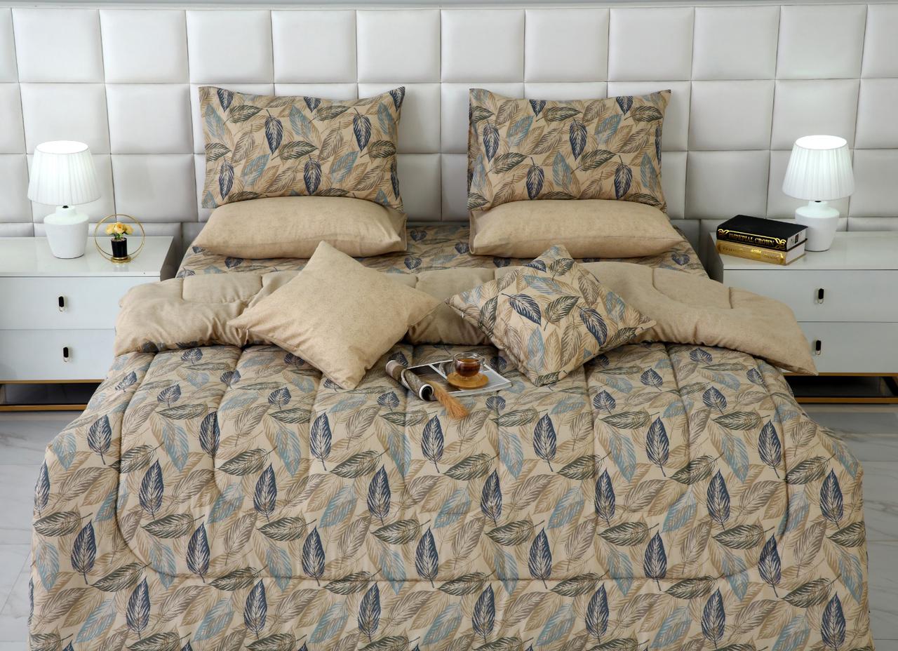 8 PCs Winter Razai Set-Garden Bench Comforters Apricot