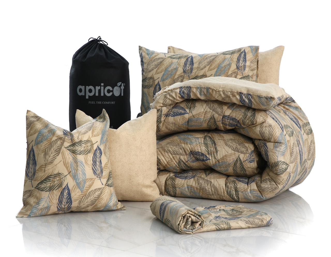 8 PCs Winter Razai Set-Garden Bench Comforters Apricot