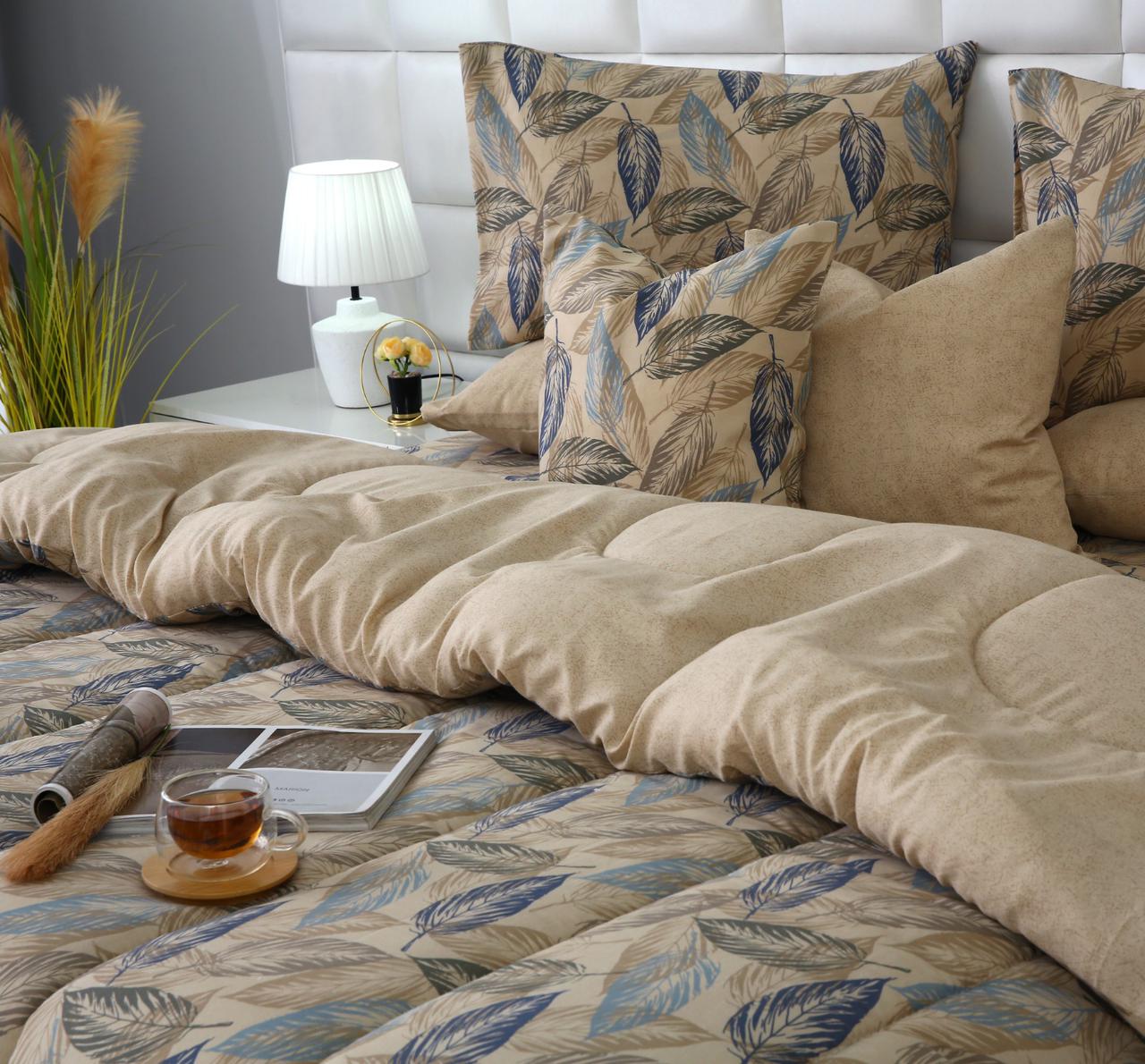 8 PCs Winter Razai Set-Garden Bench Comforters Apricot