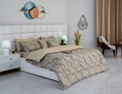 8 PCs Winter Razai Set-Garden Bench Comforters Apricot