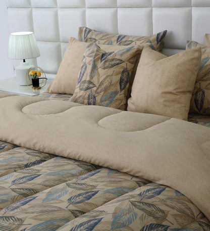 8 PCs Winter Razai Set-Garden Bench Comforters Apricot