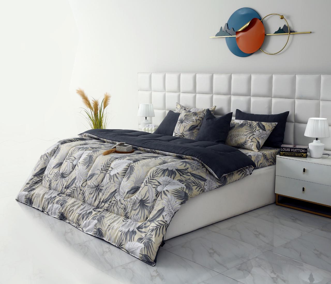 8 PCs Winter Razai Set-Hawaii(With Grey Reverse) Comforters Apricot