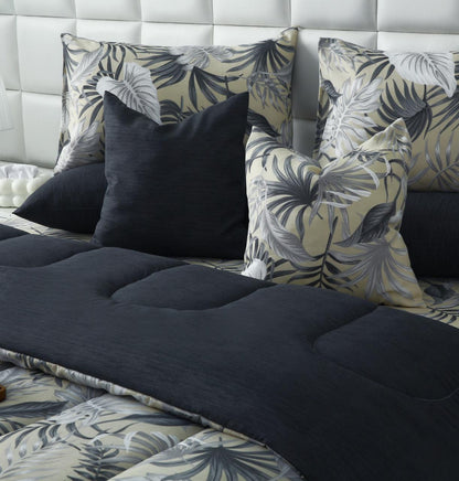 8 PCs Winter Razai Set-Hawaii(With Grey Reverse) Comforters Apricot