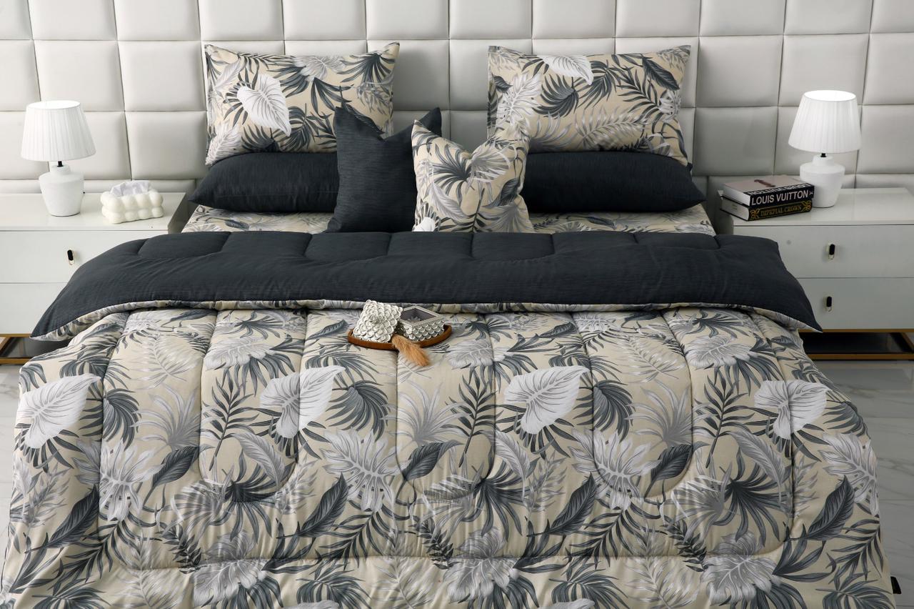 8 PCs Winter Razai Set-Hawaii(With Grey Reverse) Comforters Apricot