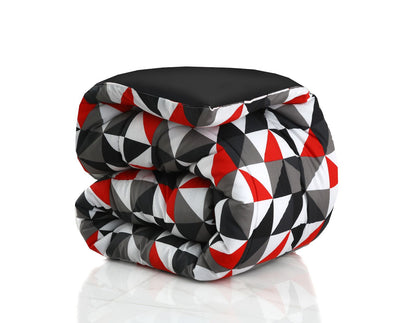 8 PCs Winter Razai Set-Abstract Geometric(With Black Reverse) Comforters Apricot