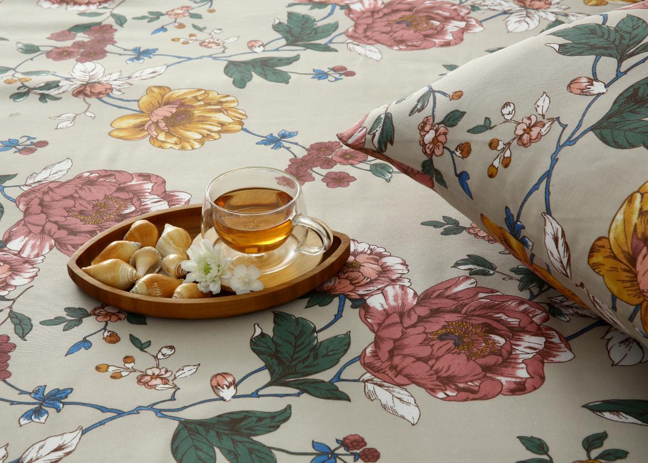 Fitted Bed Sheet-Vintage Garden Fitted Sheets Apricot