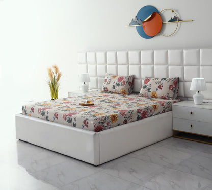 Fitted Bed Sheet-Vintage Garden Fitted Sheets Apricot