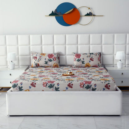 Fitted Bed Sheet-Vintage Garden Fitted Sheets Apricot