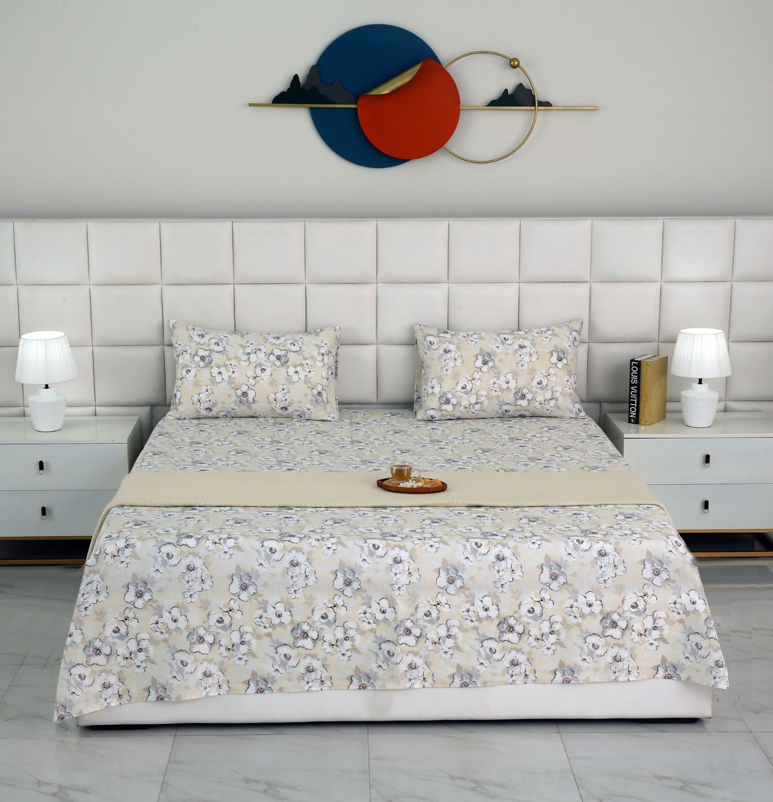 3 PCs Double Bed Sheet-Buttercup BED SHEET Apricot