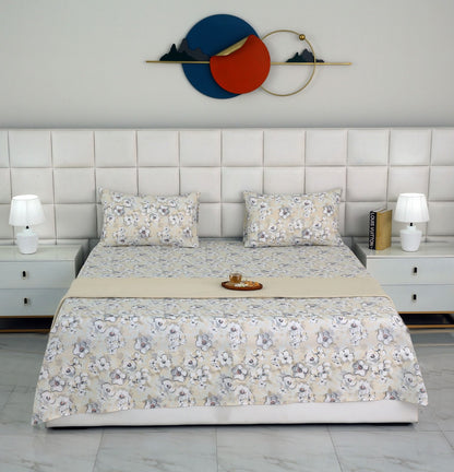 3 PCs Double Bed Sheet-Buttercup BED SHEET Apricot