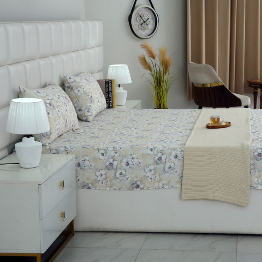 3 PCs Double Bed Sheet-Buttercup BED SHEET Apricot