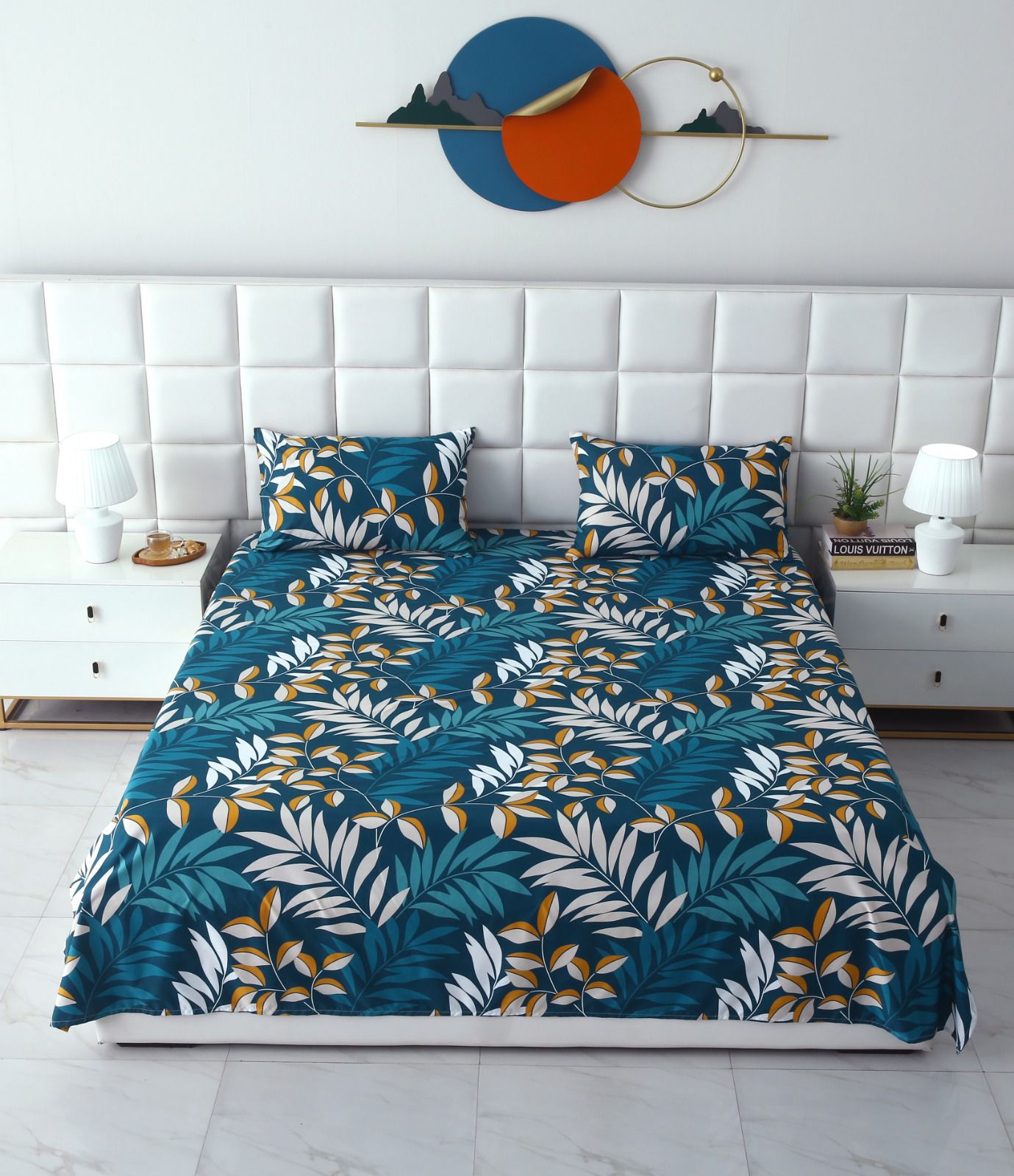 3 PCs Double Bed Sheet-Tropicals BED SHEET Apricot