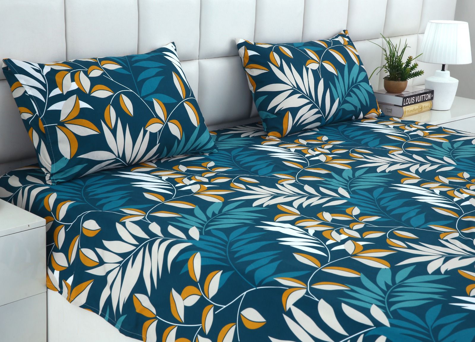 3 PCs Double Bed Sheet-Tropicals BED SHEET Apricot