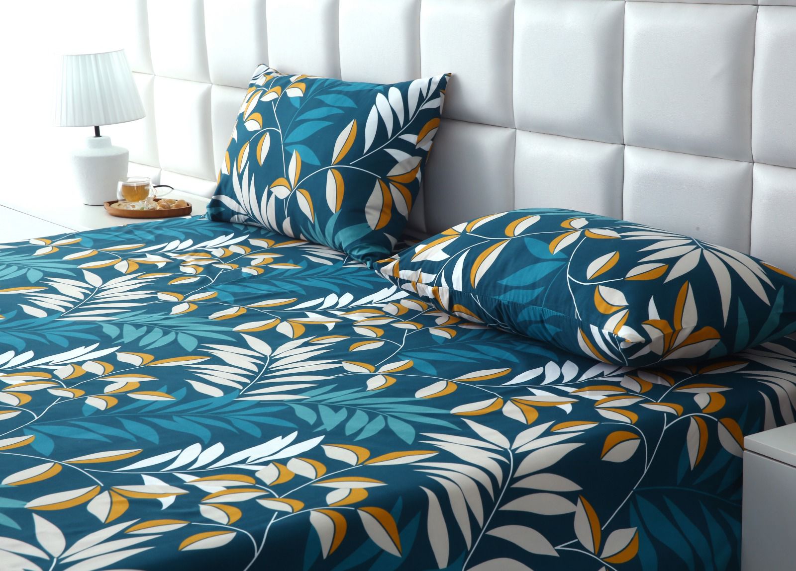 3 PCs Double Bed Sheet-Tropicals BED SHEET Apricot