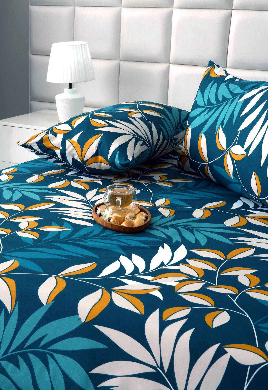 3 PCs Double Bed Sheet-Tropicals BED SHEET Apricot
