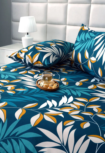 3 PCs Double Bed Sheet-Tropicals BED SHEET Apricot
