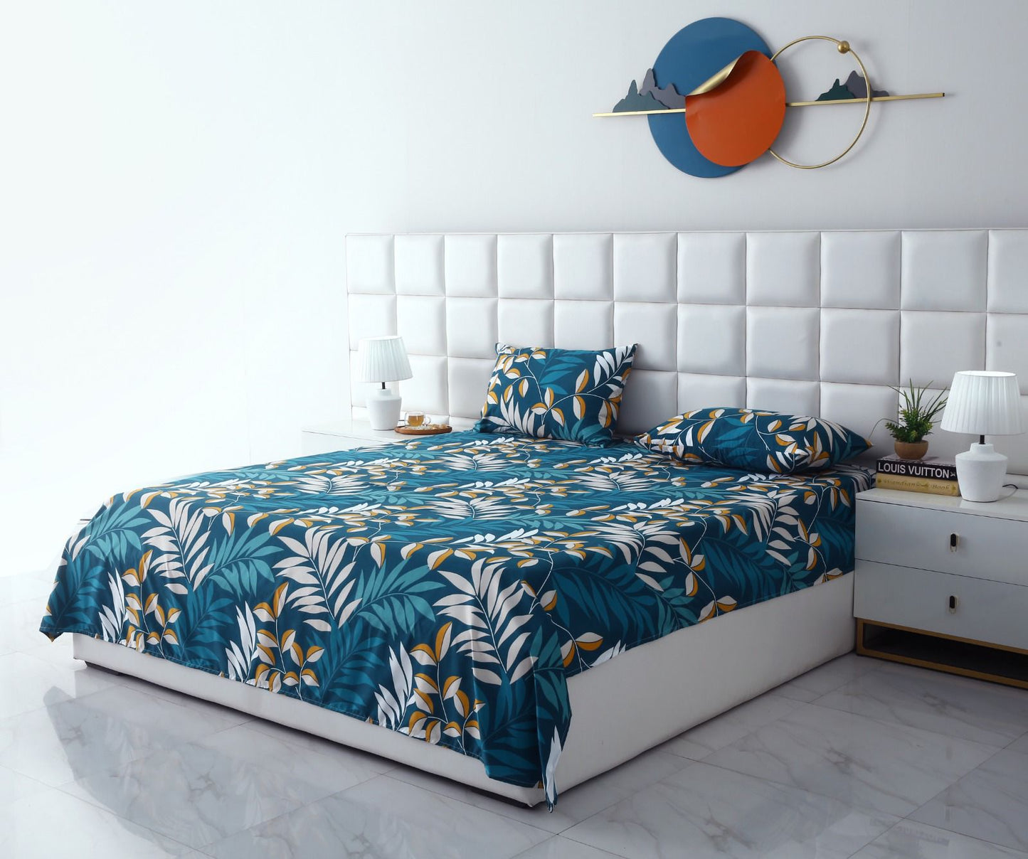 3 PCs Double Bed Sheet-Tropicals BED SHEET Apricot