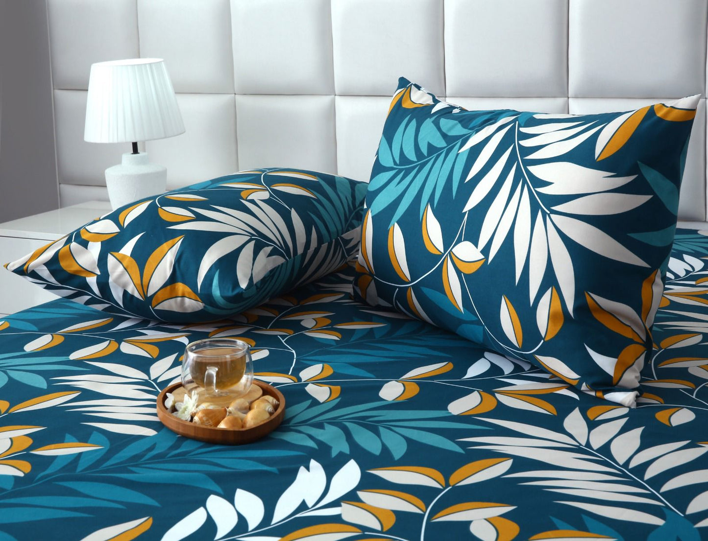 3 PCs Double Bed Sheet-Tropicals BED SHEET Apricot