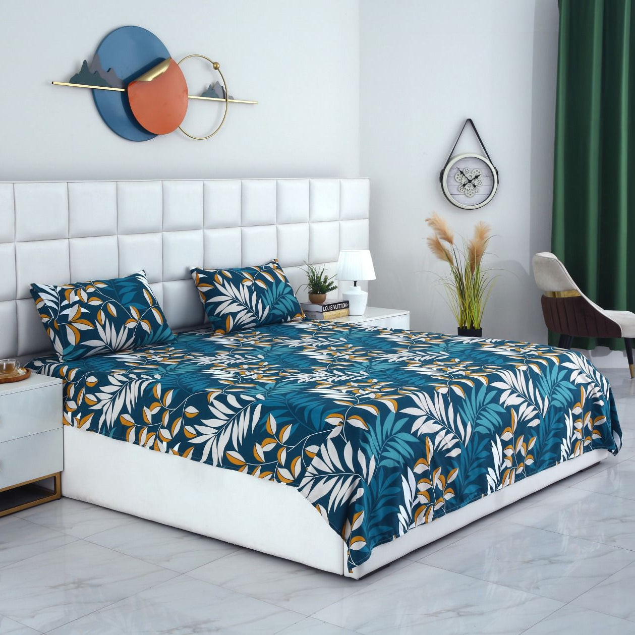 3 PCs Double Bed Sheet-Tropicals BED SHEET Apricot