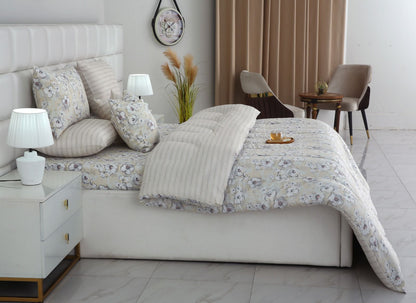 8 PCs Winter Razai Set-Buttercup Comforters Apricot