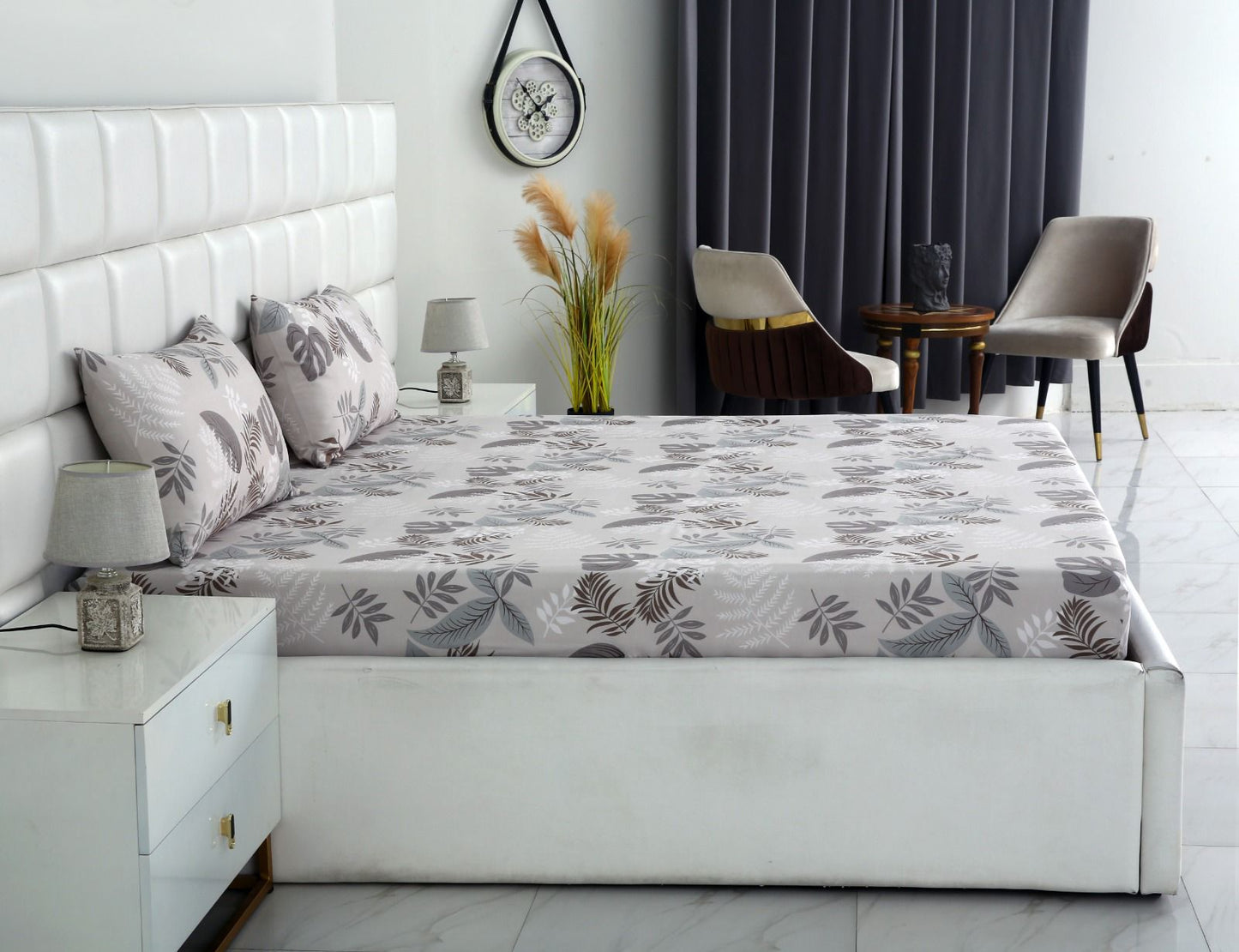 Fitted Bed Sheet-Leaf Style Fitted Sheets Apricot