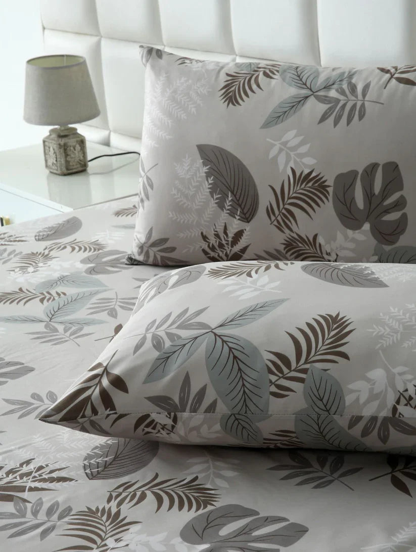 2Pcs Single Bed Sheet-Leaf Style single bed sheet Apricot