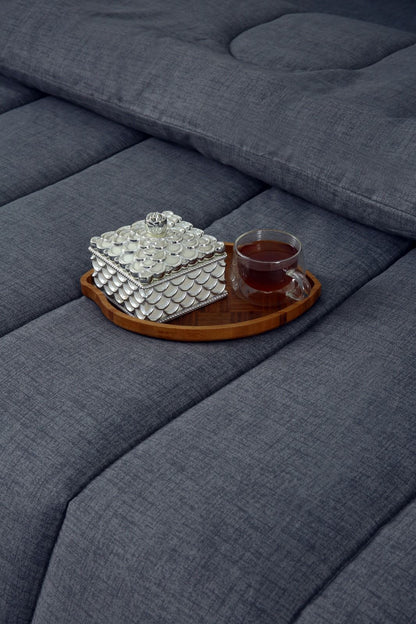 8 PCs Winter Razai Set-Grey Texture Comforters Apricot