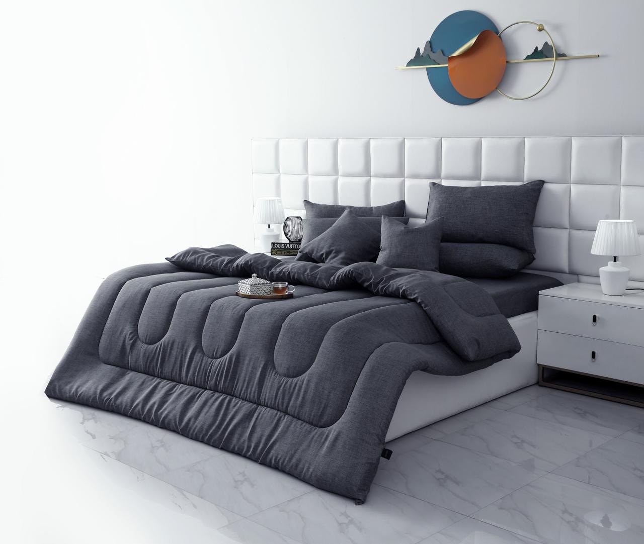 8 PCs Winter Razai Set-Grey Texture Comforters Apricot