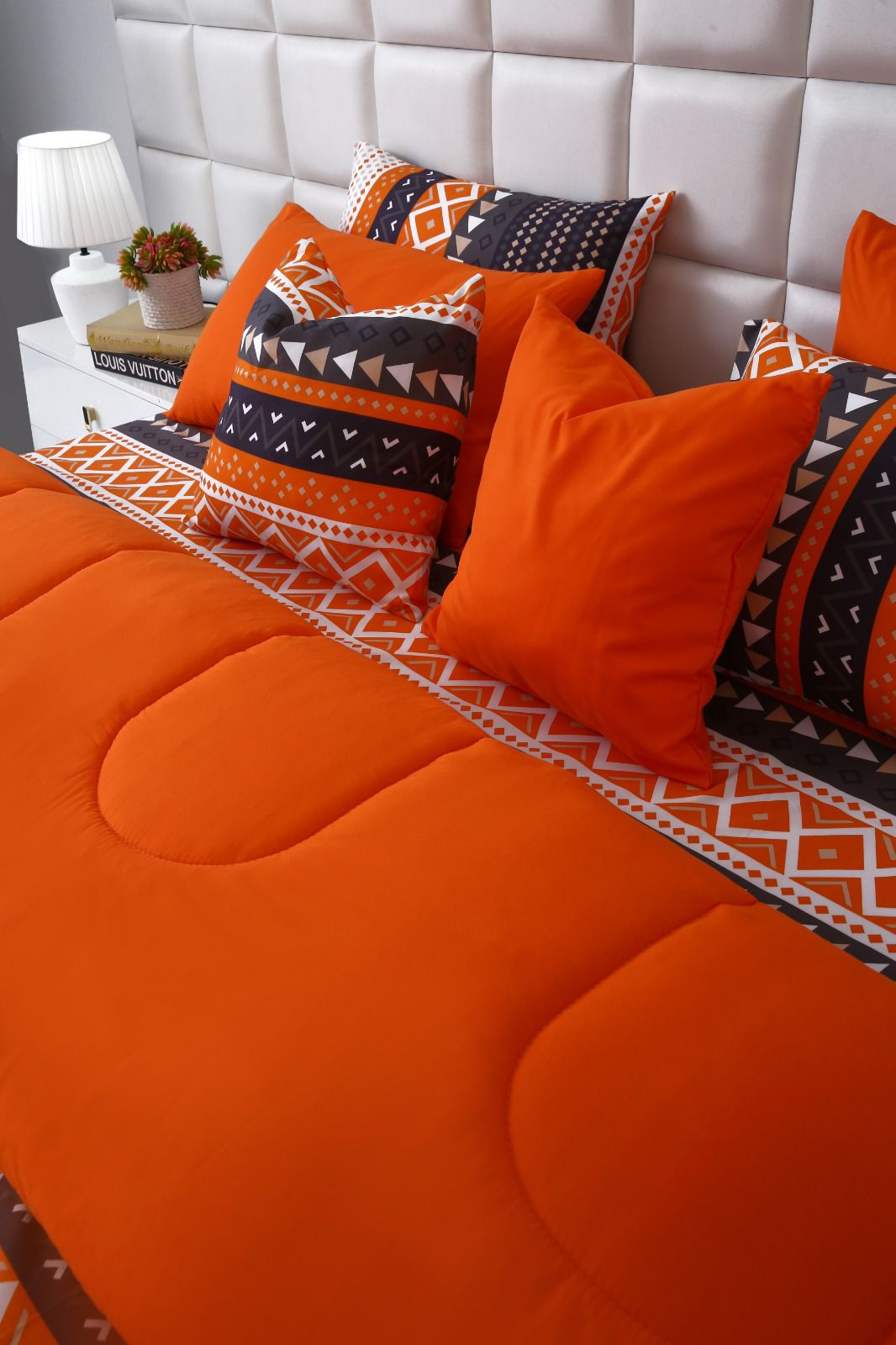 8 PCs Winter Razai Set-Mexican Style Comforters Apricot