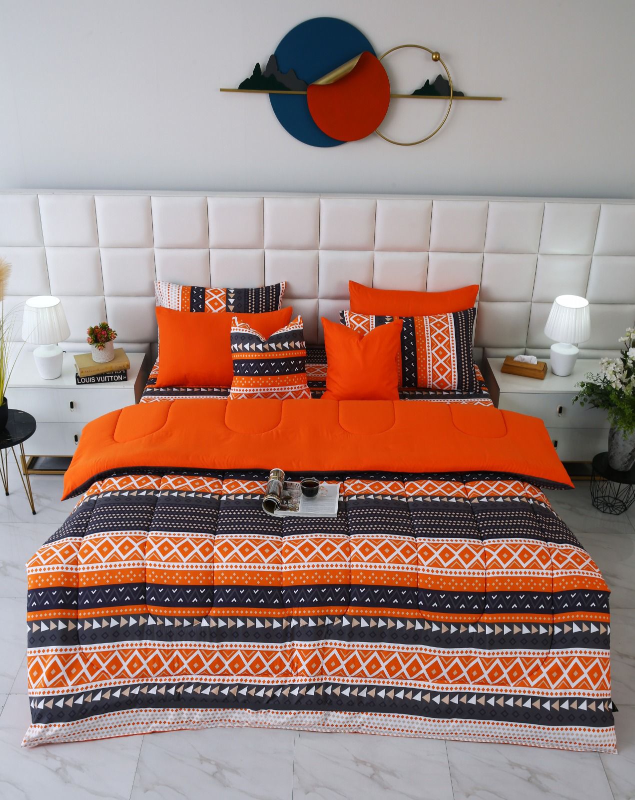 8 PCs Winter Razai Set-Mexican Style Comforters Apricot
