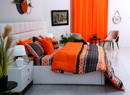 8 PCs Winter Razai Set-Mexican Style Comforters Apricot