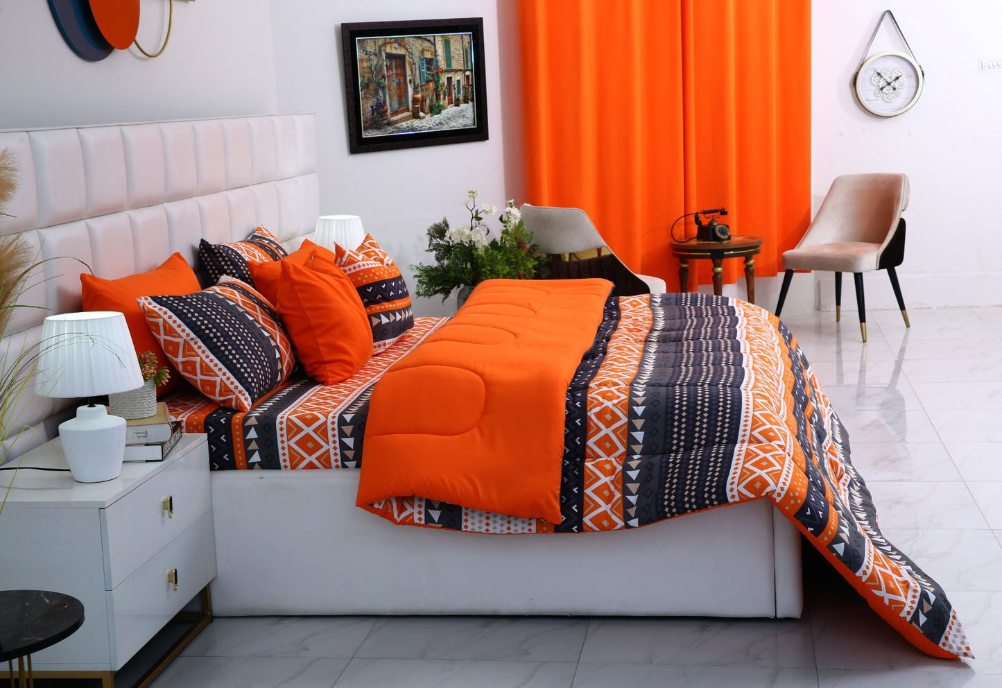 8 PCs Winter Razai Set-Mexican Style Comforters Apricot
